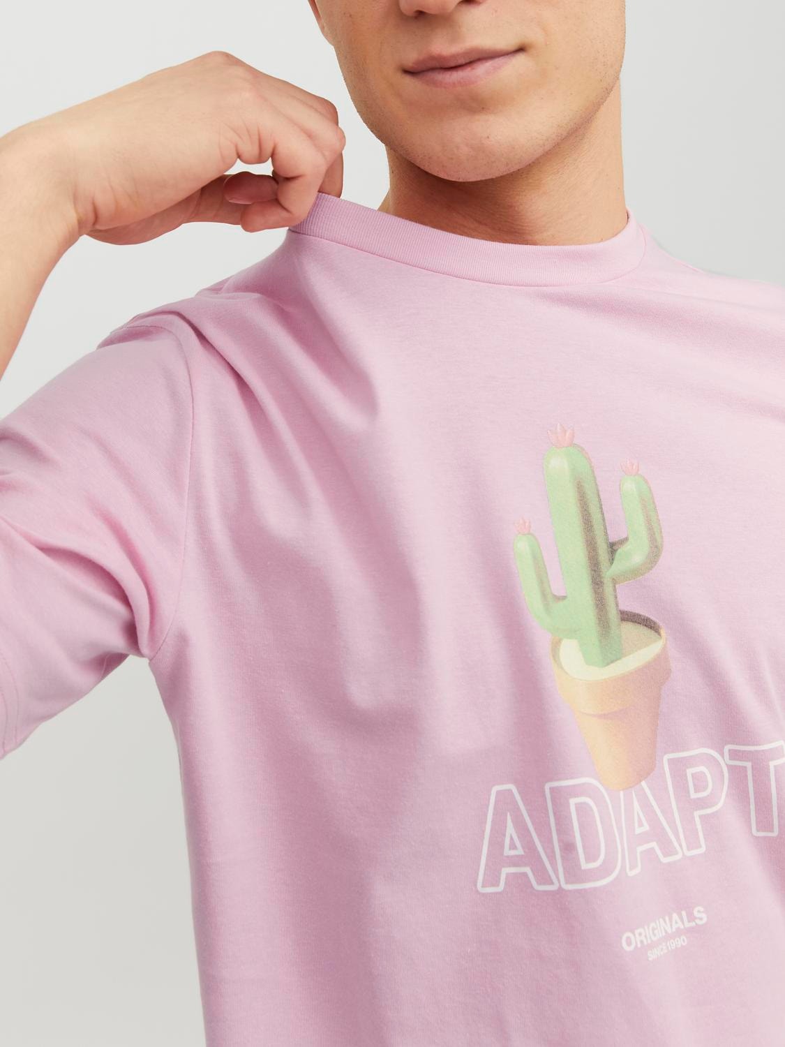 Jack & Jones Gedrukt Ronde hals T-shirt -Prism Pink - 12237762