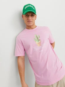 Jack & Jones Printed Crew neck T-shirt -Prism Pink - 12237762