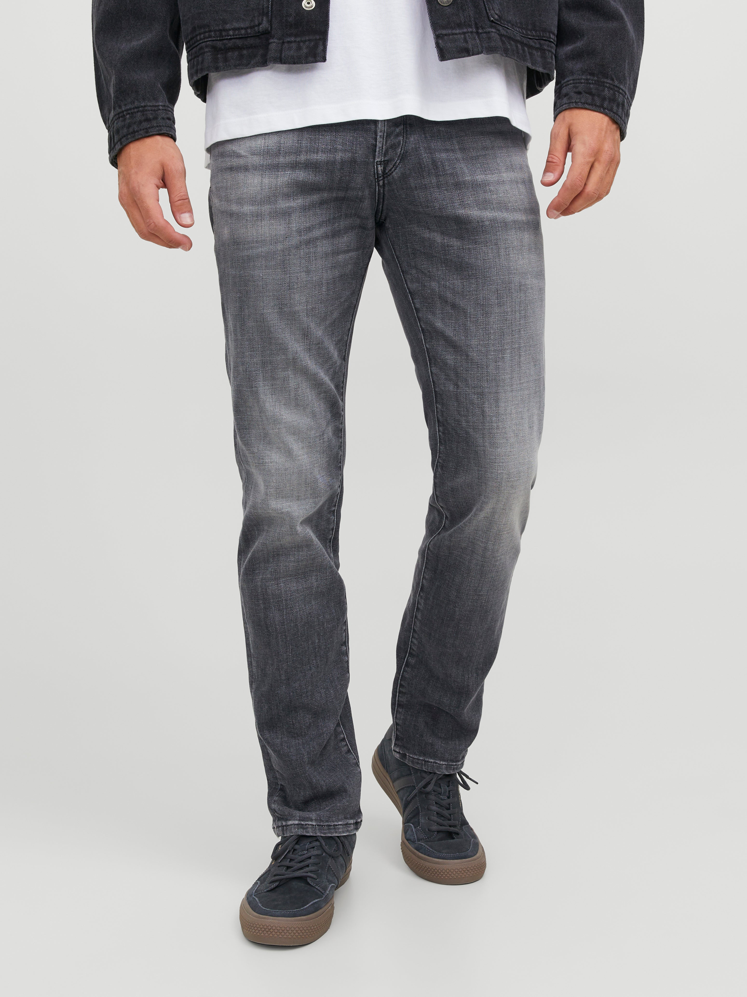 Jean Homme IProfash Coupe Droite - Tissu Épais Stretch Gris-Bleu - Confort Et Style Décontracté