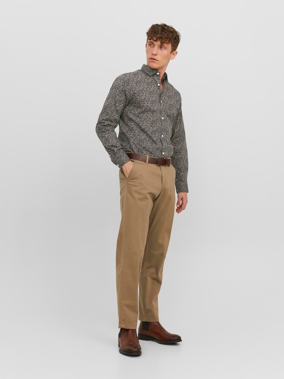 Brown slim store fit dress shirt