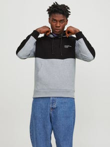 Jack & Jones Colour block Hoodie -Light Grey Melange - 12237942