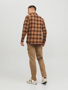 Jack & Jones Slim Fit Rutete skjorte -Seal Brown - 12238027