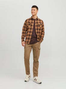 Jack & Jones Slim Fit Karo marškiniai -Seal Brown - 12238027