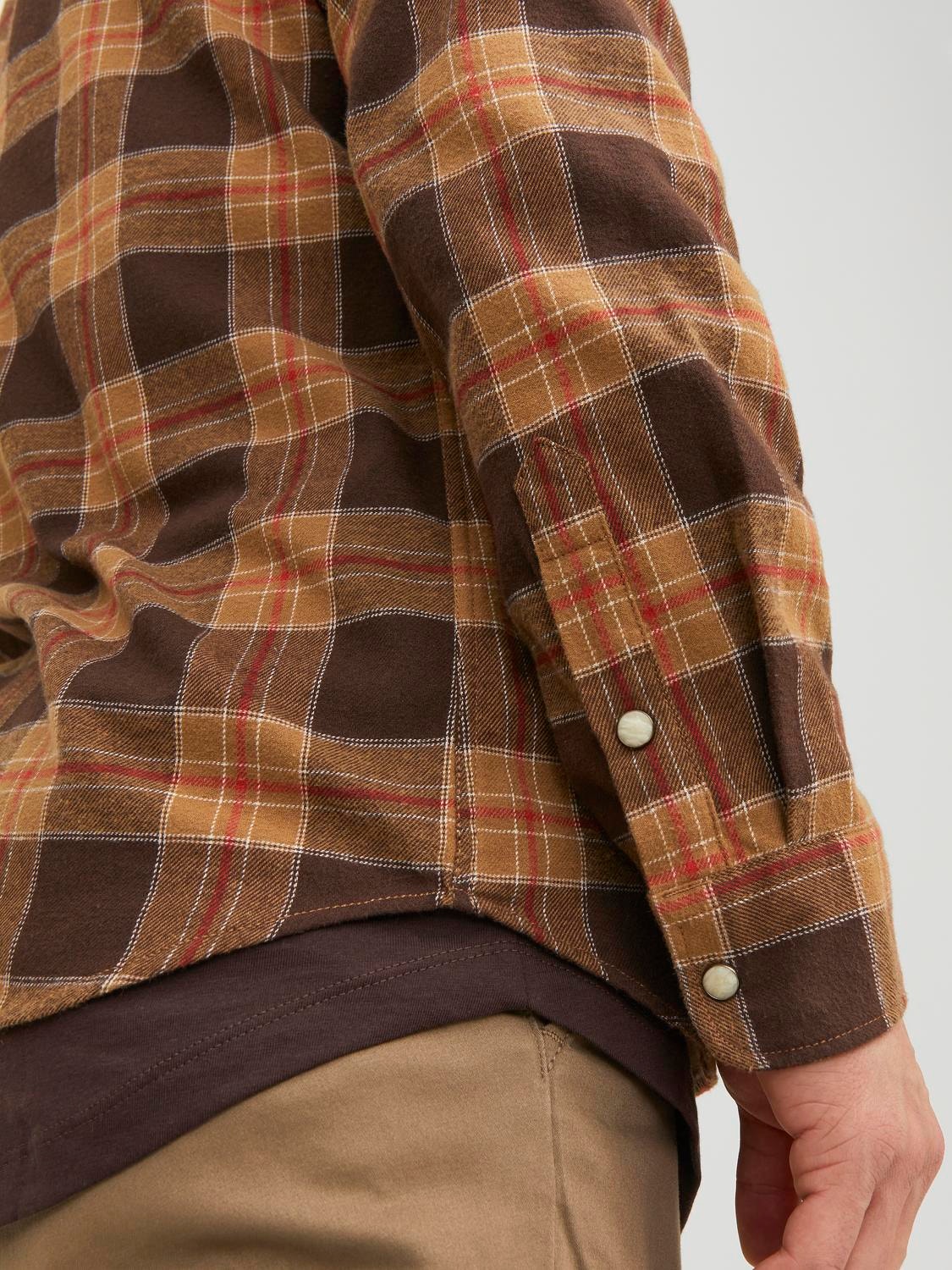 Jack & Jones Slim Fit Geruit overhemd -Seal Brown - 12238027