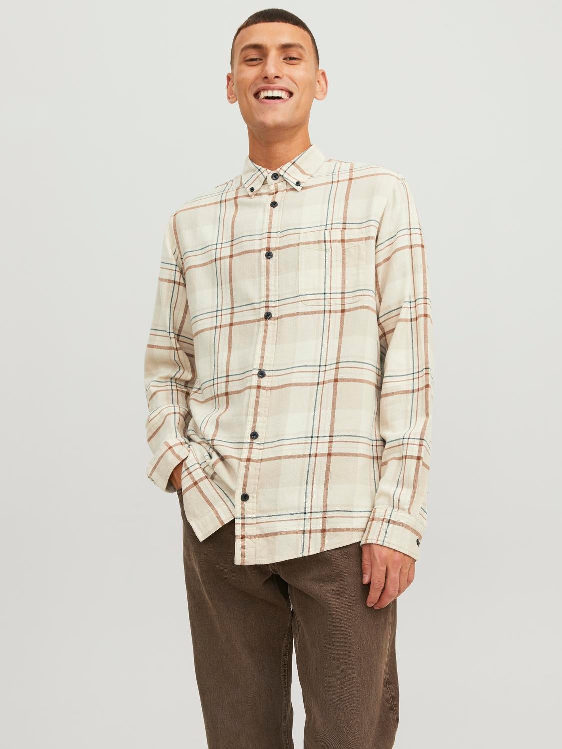 Comfort Fit Checked shirt | Beige | Jack & Jones®