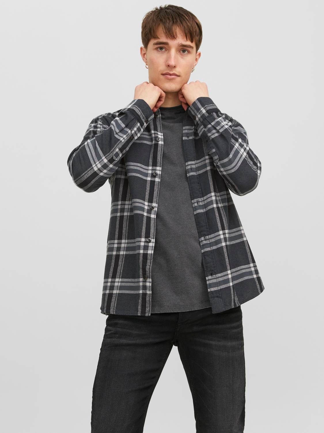 Jack & Jones Mugav lõige Ruuduline särk -Black Sand - 12238032