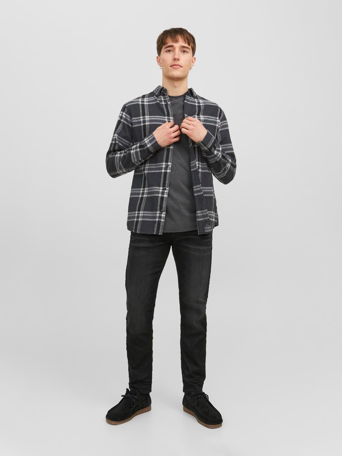 Jack & Jones Mugav lõige Ruuduline särk -Black Sand - 12238032