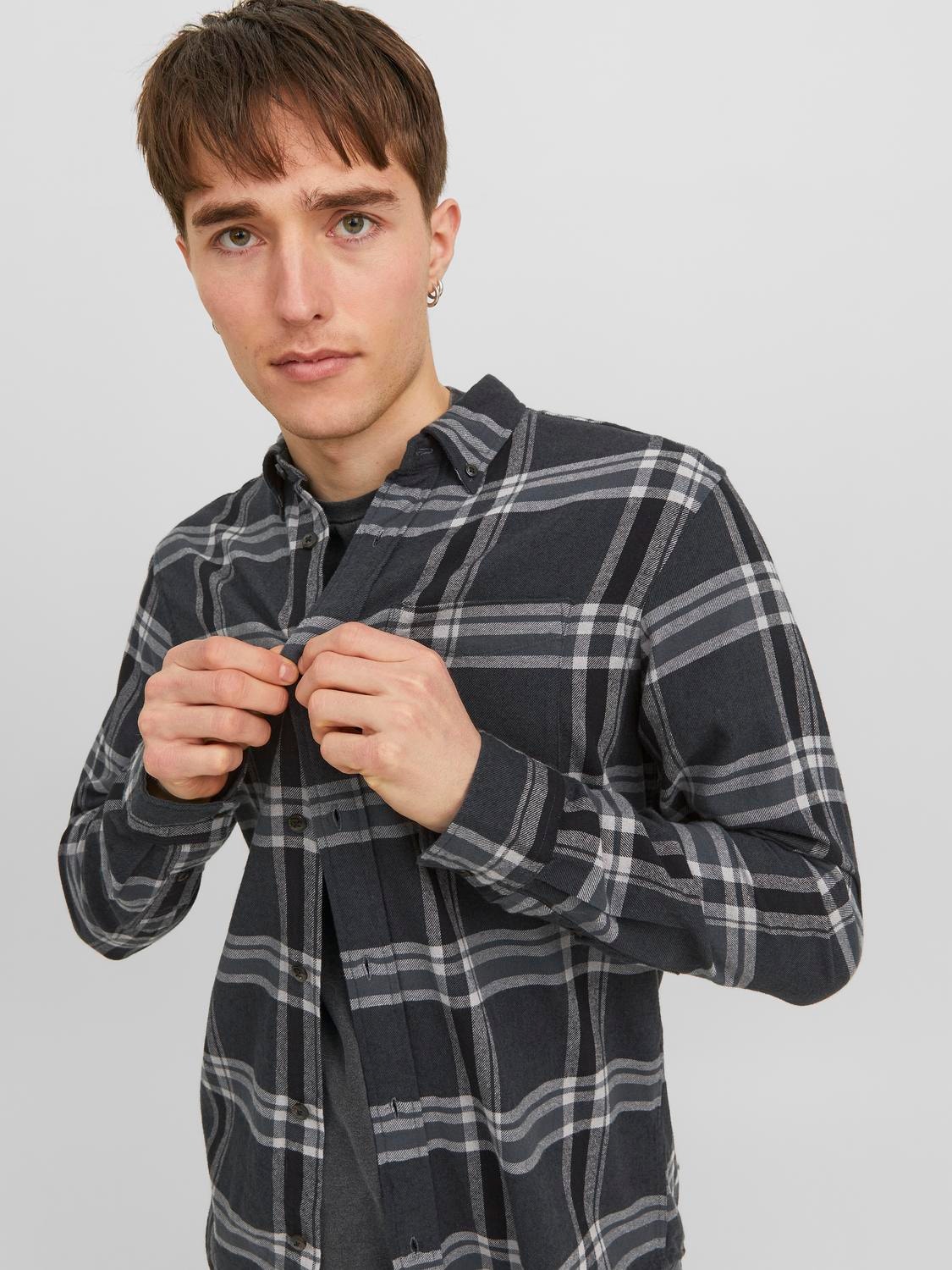 Jack & Jones Mugav lõige Ruuduline särk -Black Sand - 12238032