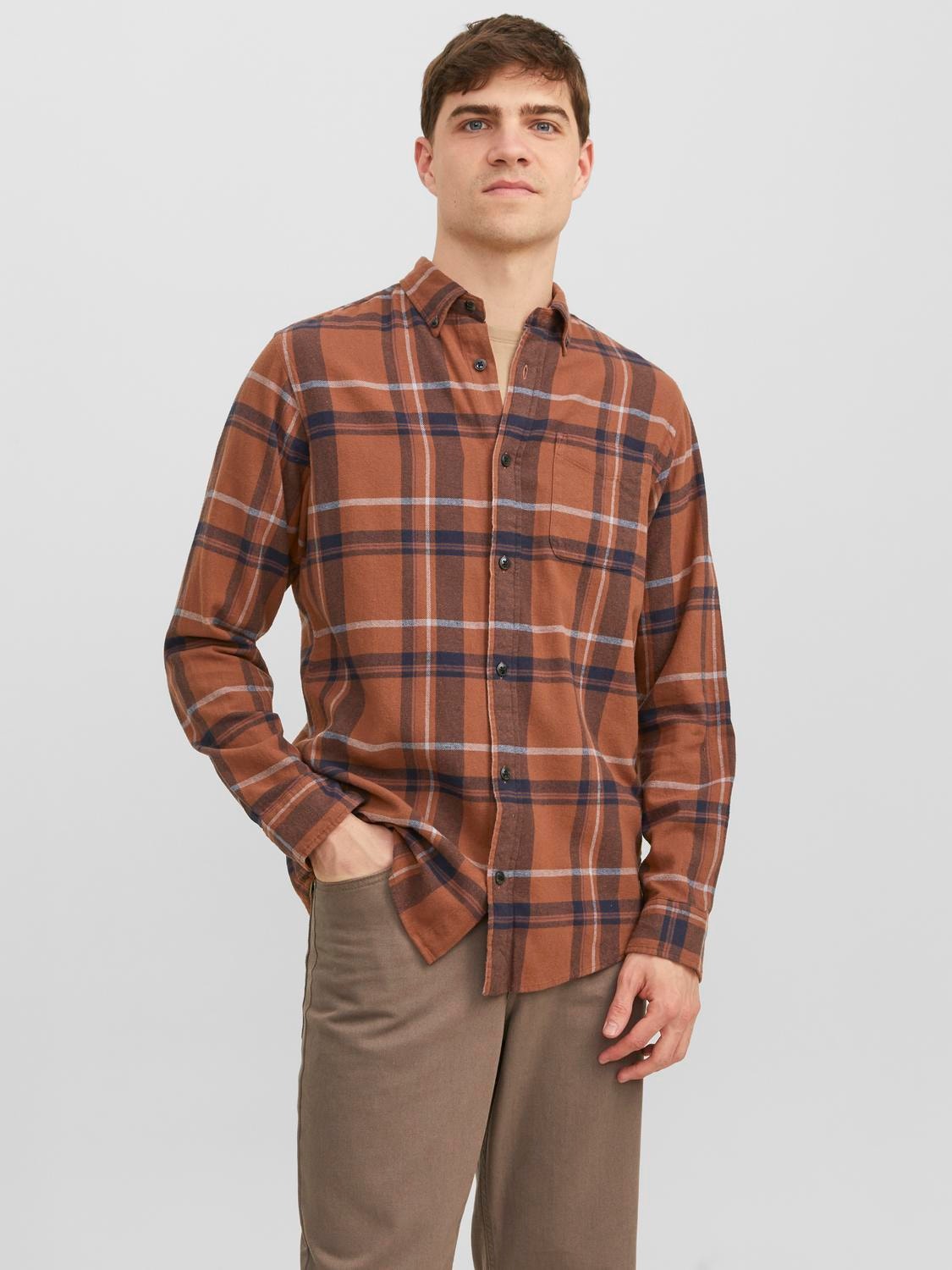 Jack & Jones Comfort Fit Karo marškiniai -Cambridge Brown - 12238032