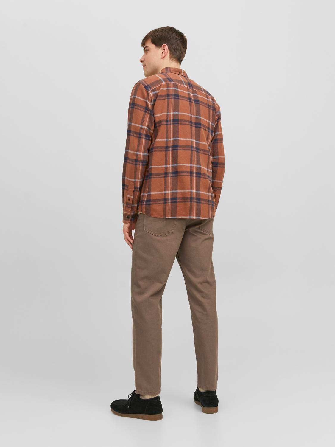 Jack & Jones Comfort Fit Geruit overhemd -Cambridge Brown - 12238032
