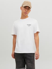 Jack & Jones Printed Crew neck T-shirt -Bright White - 12238165