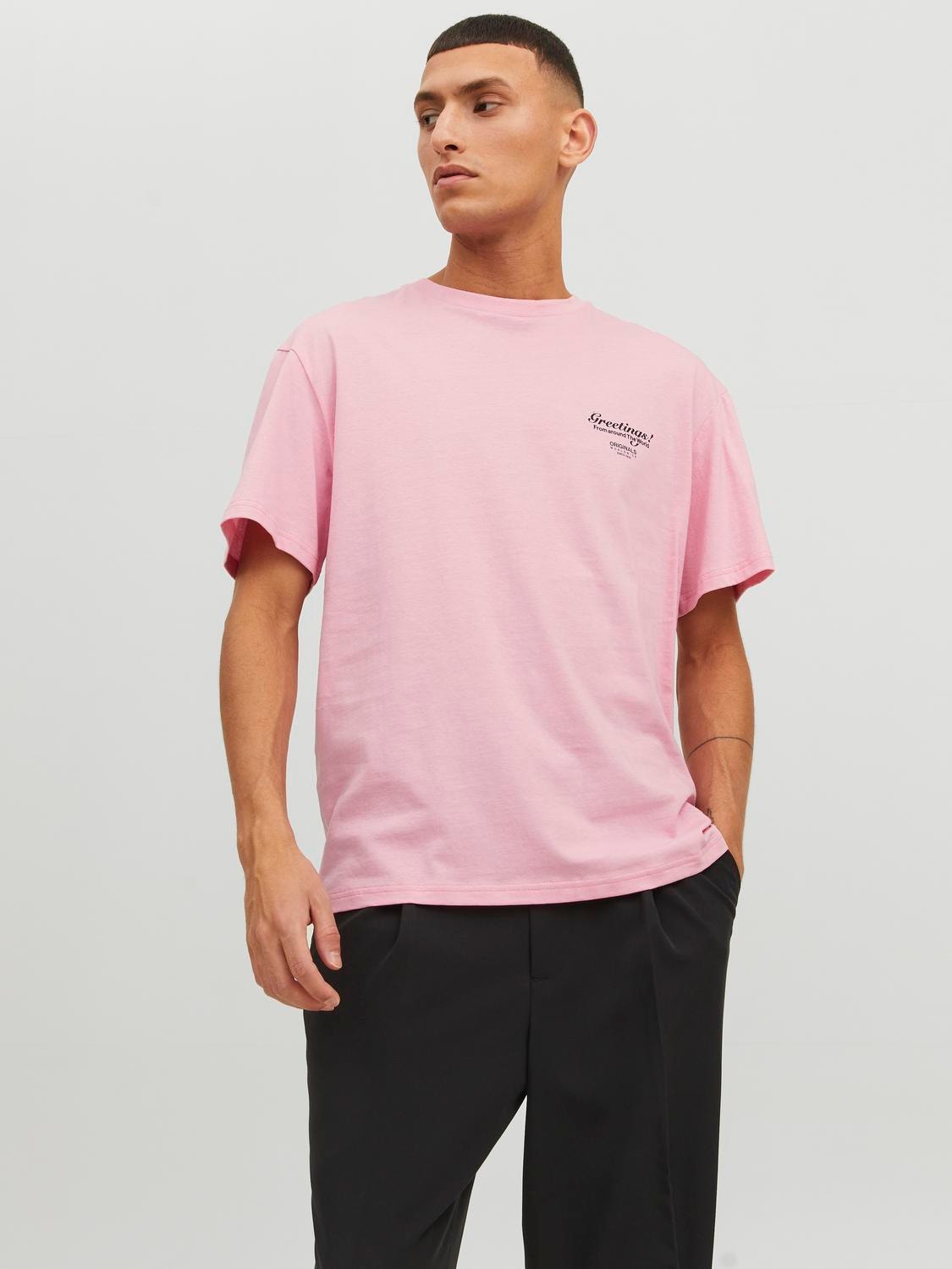 Jack & Jones Gedrukt Ronde hals T-shirt -Prism Pink - 12238165