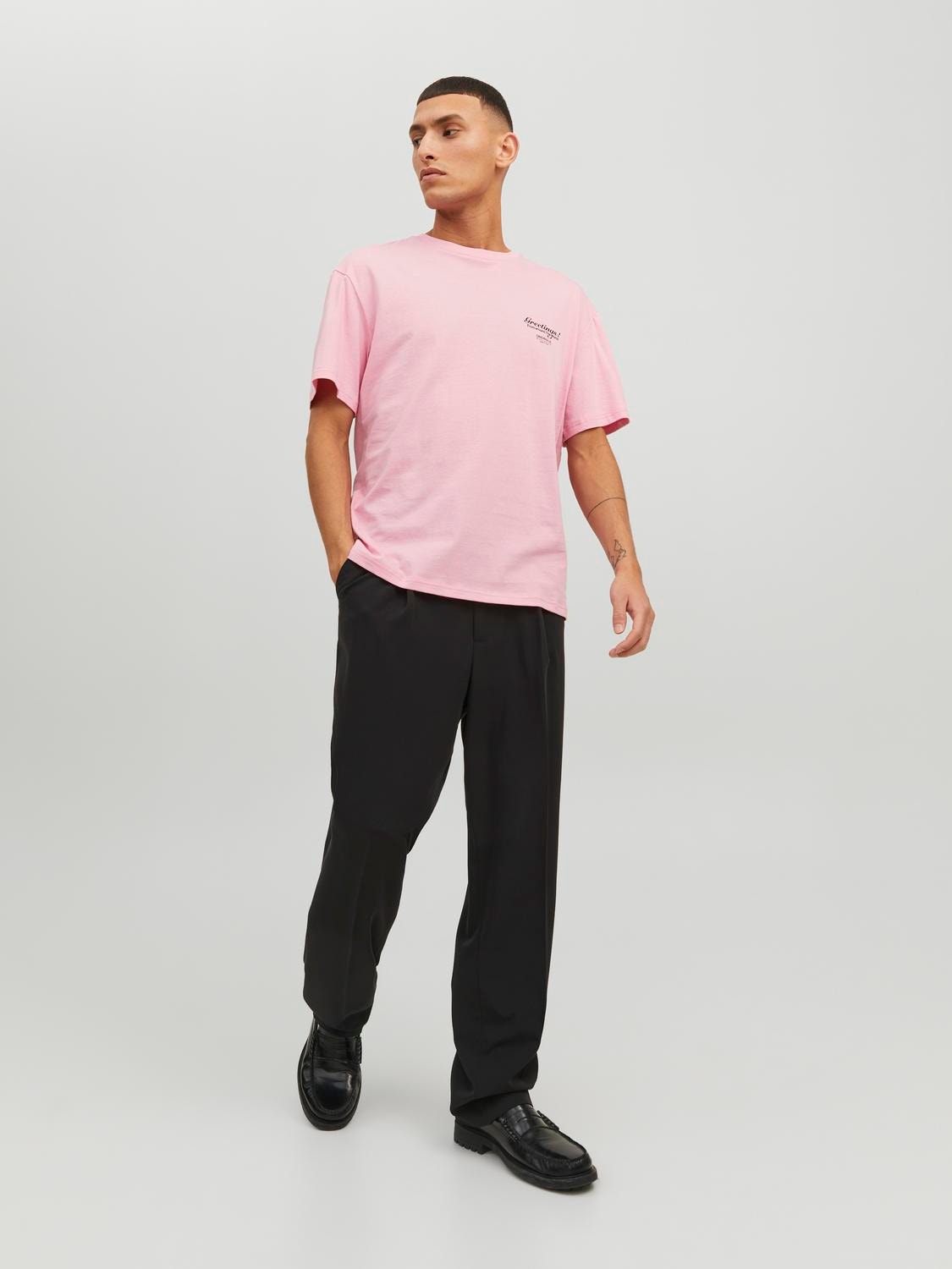 Jack & Jones Tryck Rundringning T-shirt -Prism Pink - 12238165