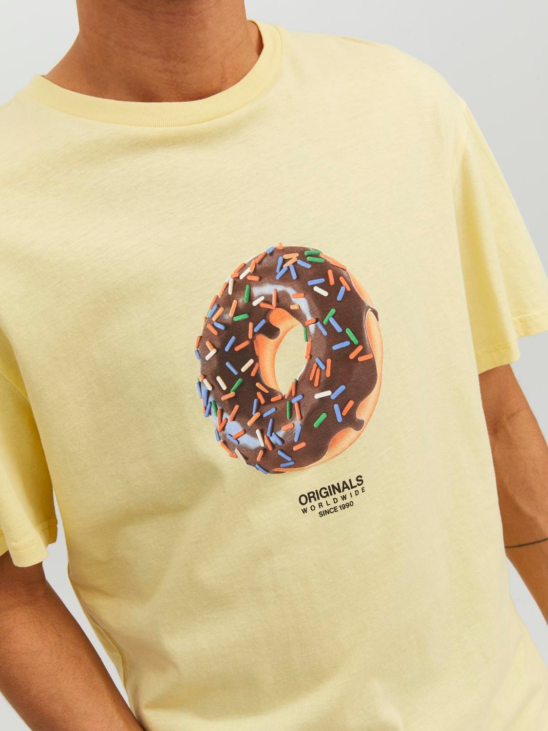 Jack & Jones Printet Crew neck T-shirt -French Vanilla - 12238166