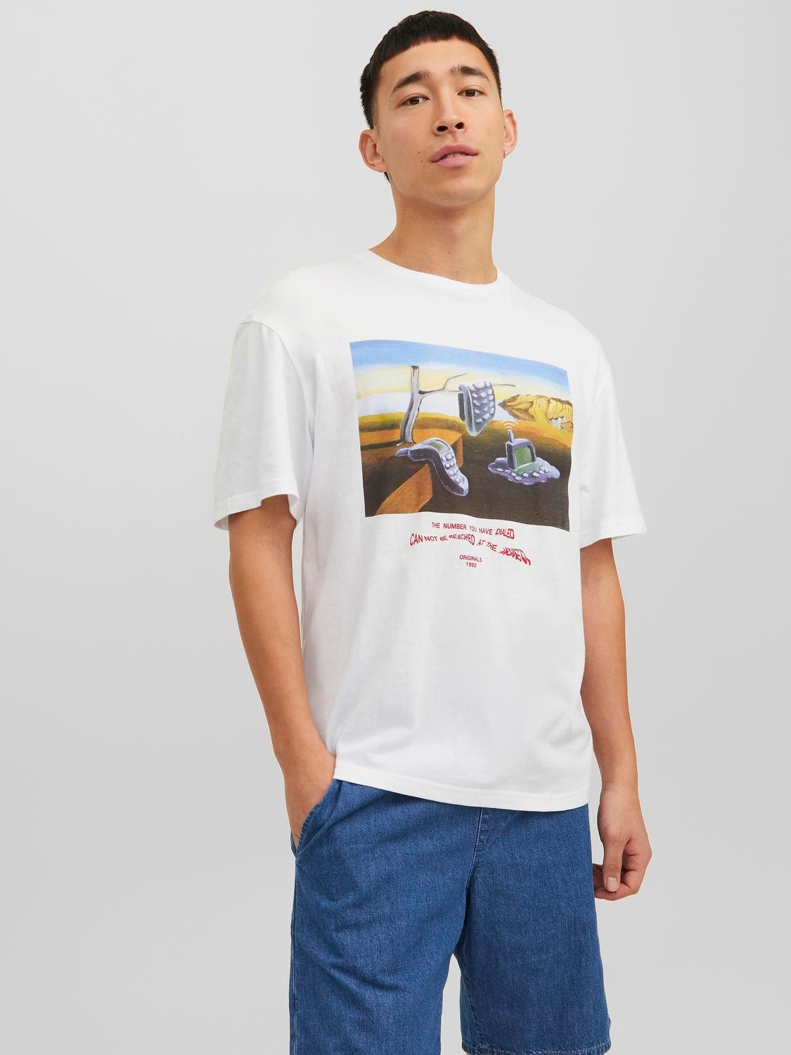 Jack & Jones Fotoprint Crew neck T-shirt -White - 12238168