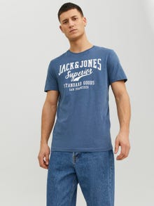 Jack & Jones Logo Crew neck T-shirt -Ensign Blue - 12238252