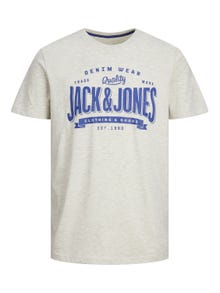Jack & Jones Logo Kruhový výstřih Tričko -White Melange - 12238252
