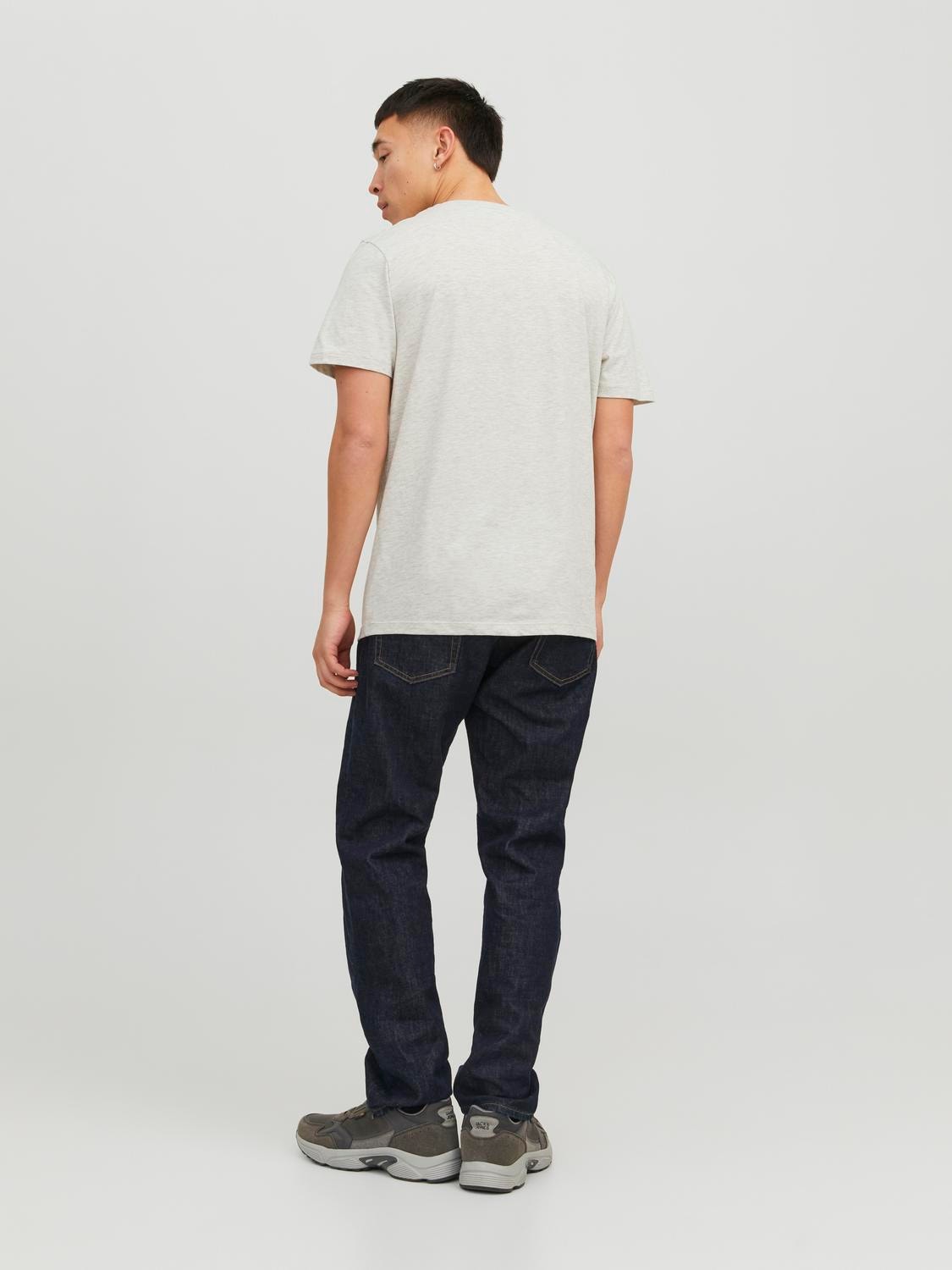 Jack & Jones Logo Kruhový výstřih Tričko -White Melange - 12238252