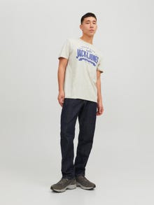 Jack & Jones Logo Kruhový výstřih Tričko -White Melange - 12238252