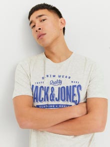 Jack & Jones Logotipas Apskritas kaklas Marškinėliai -White Melange - 12238252