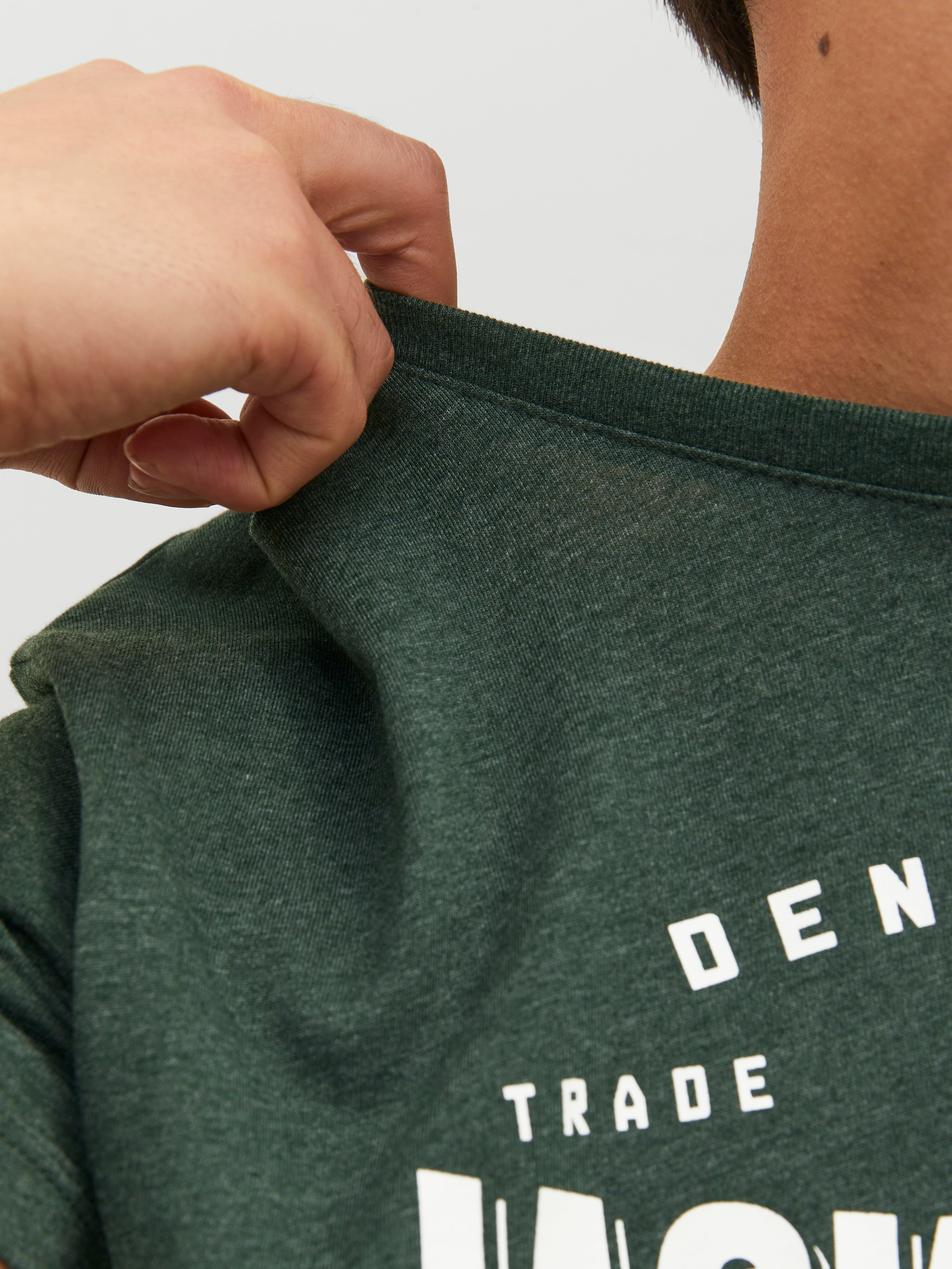 Logo Crew neck T-shirt | Dark Green | Jack & Jones® 