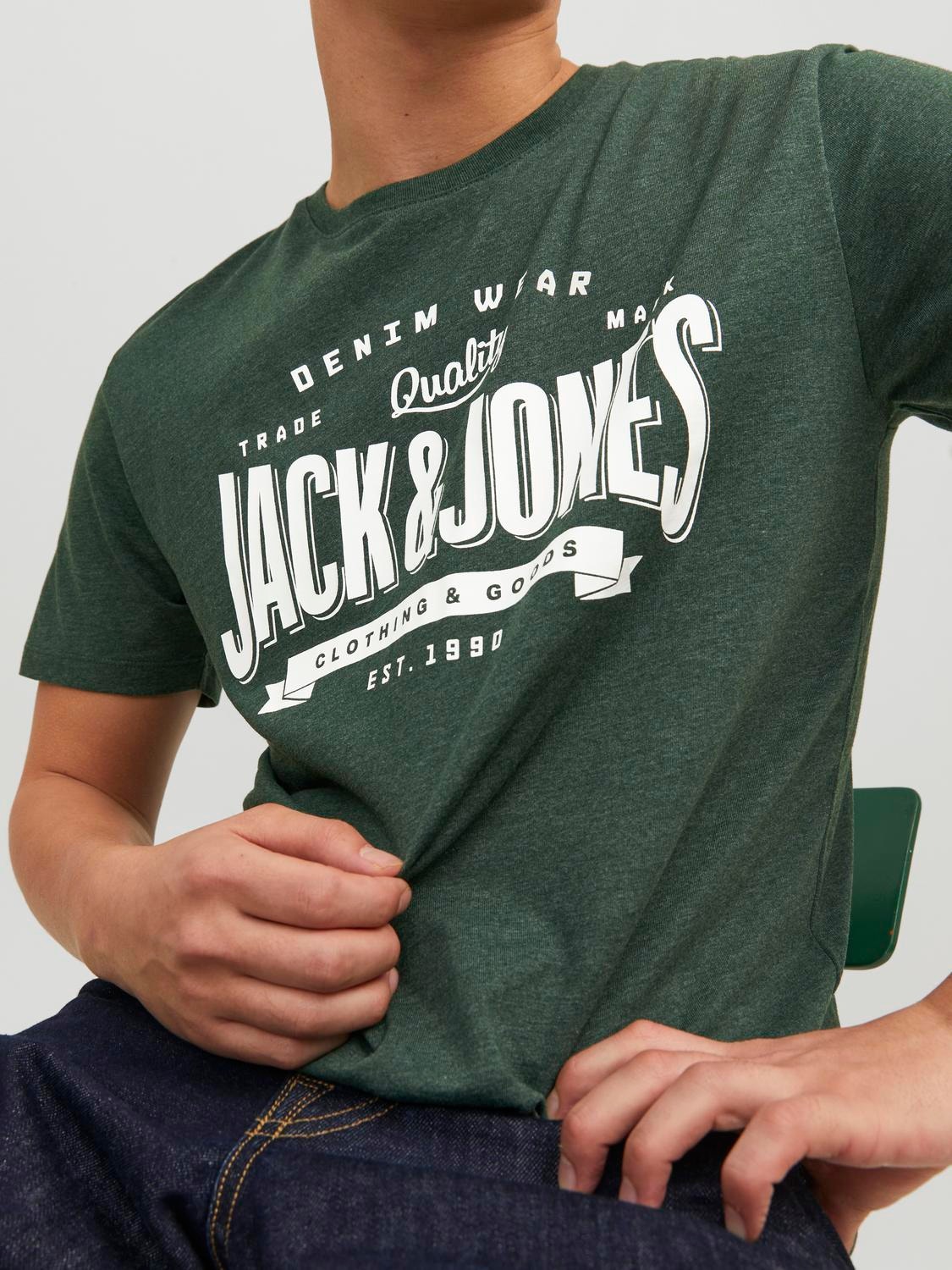 Jack & Jones Logotipas Apskritas kaklas Marškinėliai -Mountain View - 12238252