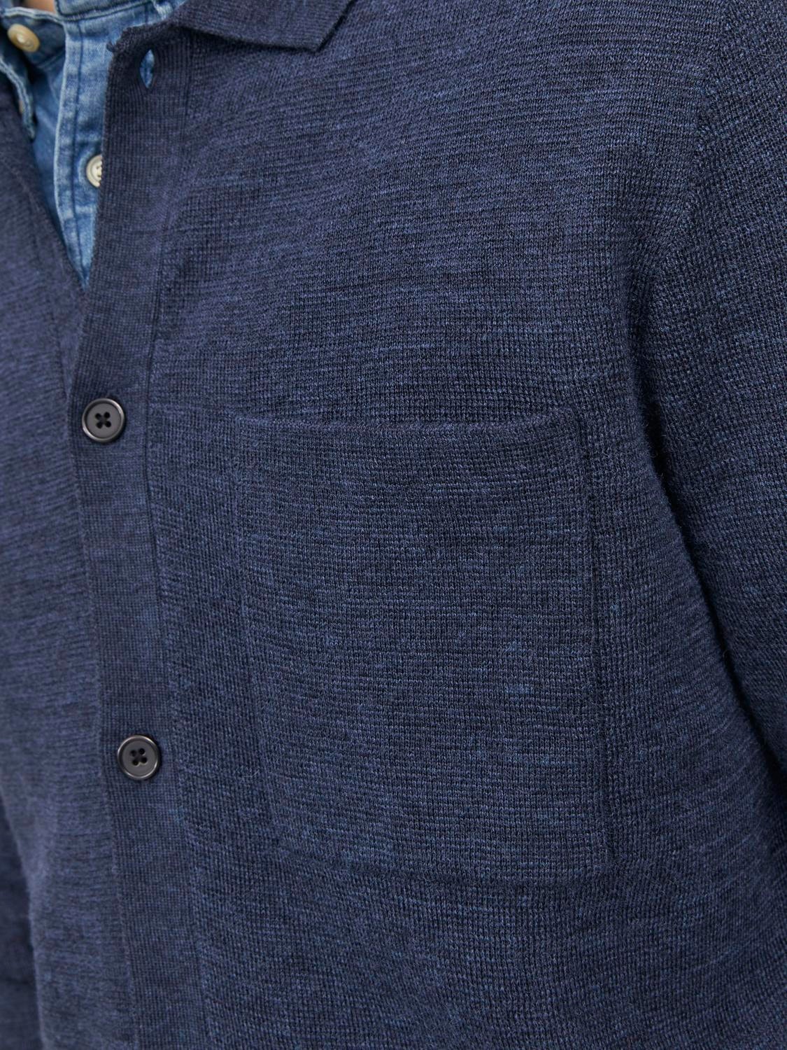 Jack & Jones Plain Knitted cardigan -Maritime Blue - 12238422