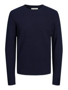 Jack & Jones Enfärgat Crewneck Stickad tröja -Maritime Blue - 12238557