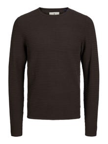 Jack & Jones Ensfarvet Striktrøje med rund hals -Chocolate Torte - 12238557