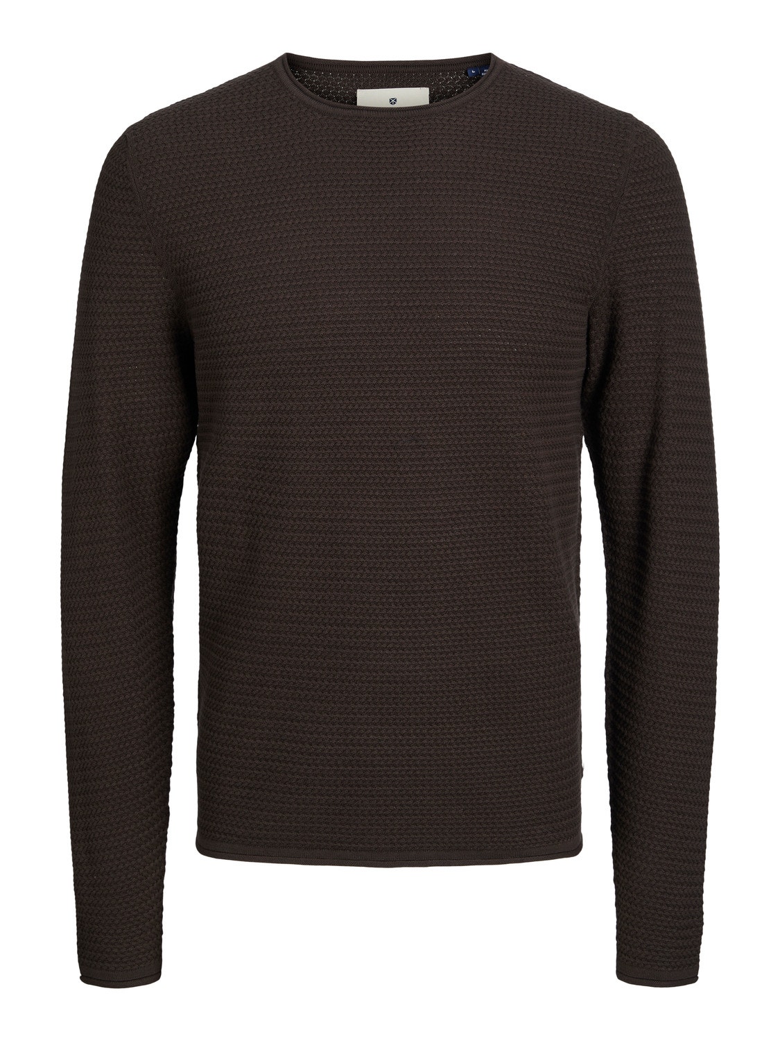 Jack & Jones Ensfarvet Striktrøje med rund hals -Chocolate Torte - 12238557