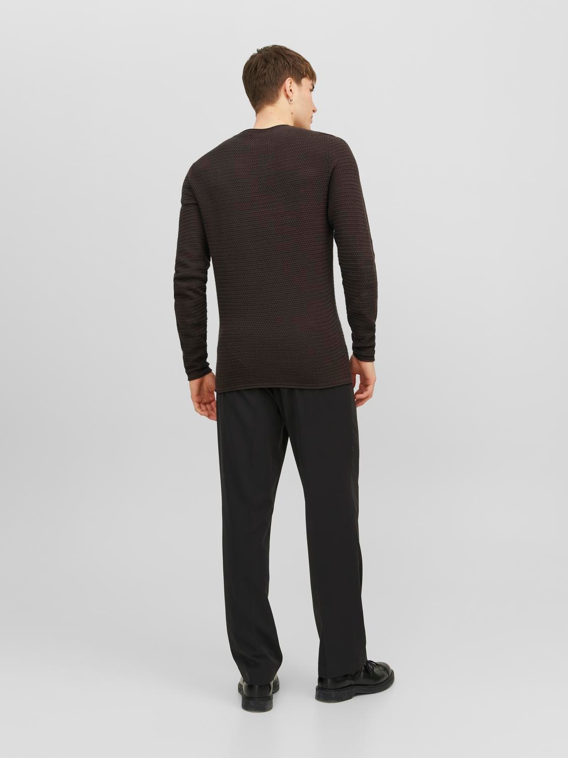 Jack & Jones Gładki Sweter z dzianiny z okrągłym dekoltem -Chocolate Torte - 12238557