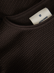 Jack & Jones Gładki Sweter z dzianiny z okrągłym dekoltem -Chocolate Torte - 12238557