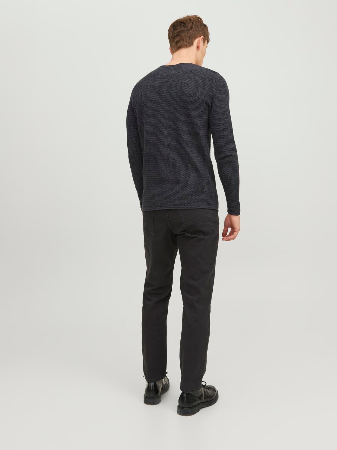 Jack & Jones Sima Személyzeti nyakú pulóver -Dark Grey Melange - 12238557