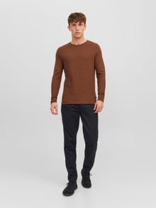 Jack & Jones Bez vzoru Svetr s okrouhlým výstřihem -Cambridge Brown - 12238557