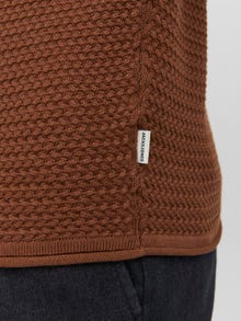 Jack & Jones Gładki Sweter z dzianiny z okrągłym dekoltem -Cambridge Brown - 12238557