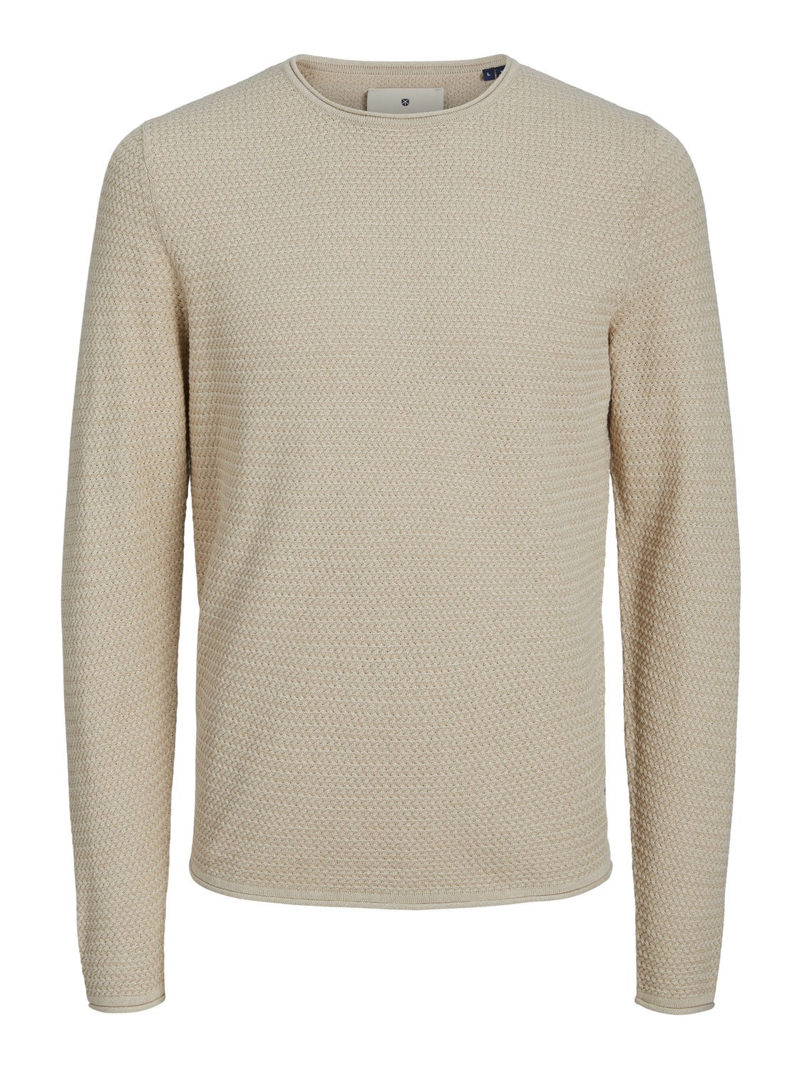 Einfarbig Strickpullover mit Rundhals | Beige | Jack & Jones®