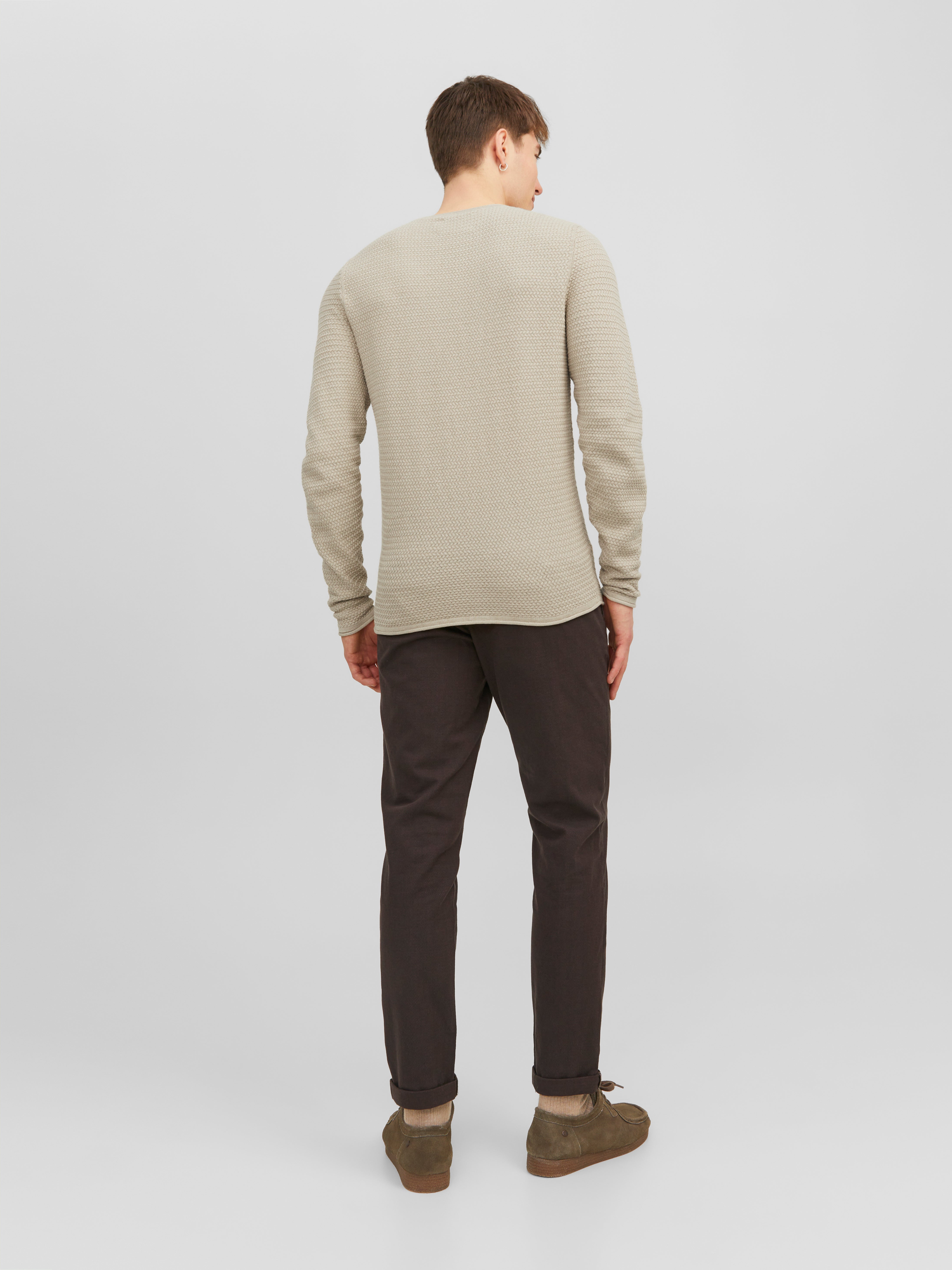 Einfarbig Strickpullover mit Rundhals | Beige | Jack & Jones® 