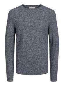 Jack & Jones Ensfarvet Striktrøje med rund hals -Maritime Blue - 12238557