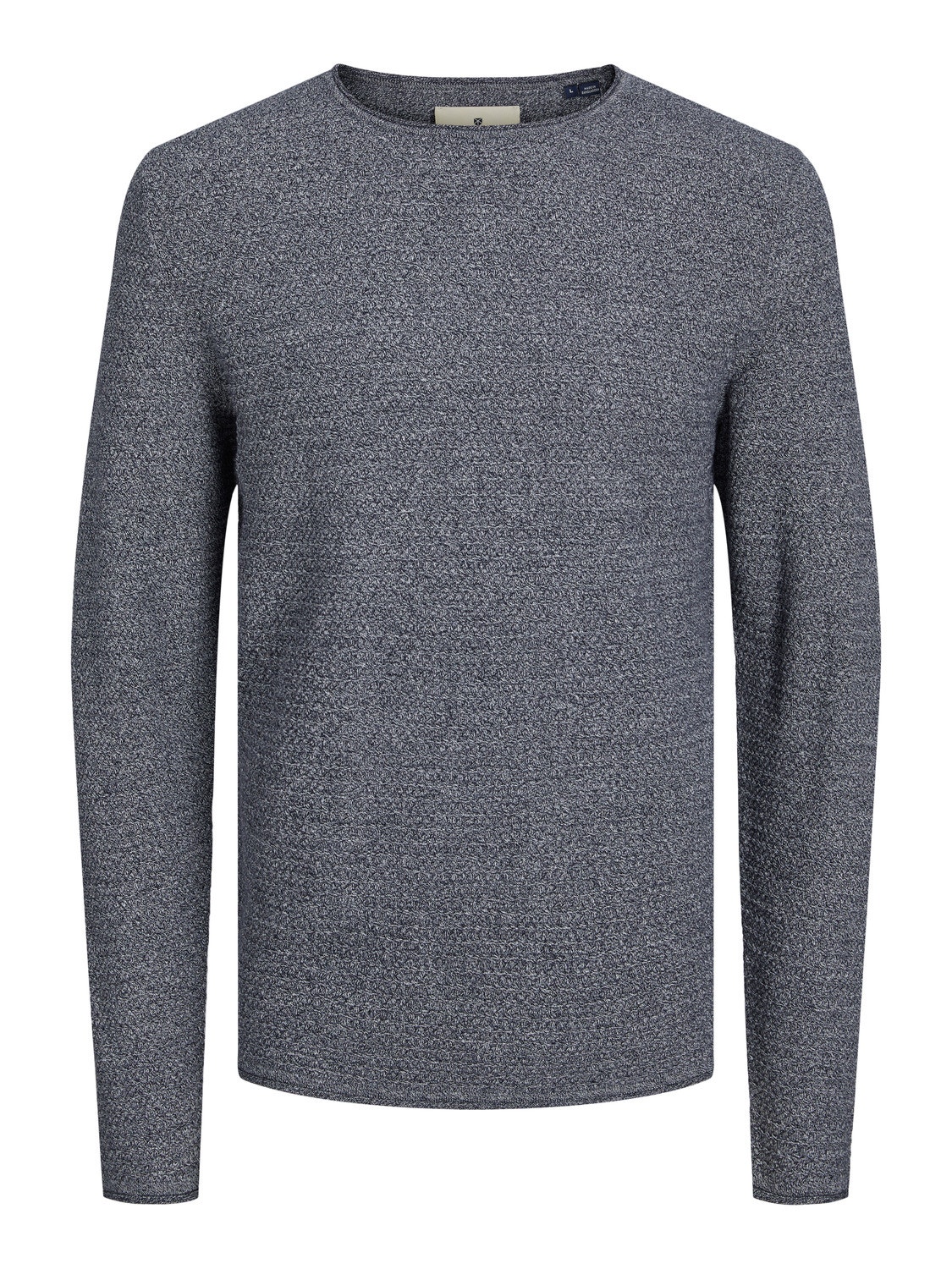 Jack & Jones Ensfarvet Striktrøje med rund hals -Maritime Blue - 12238557