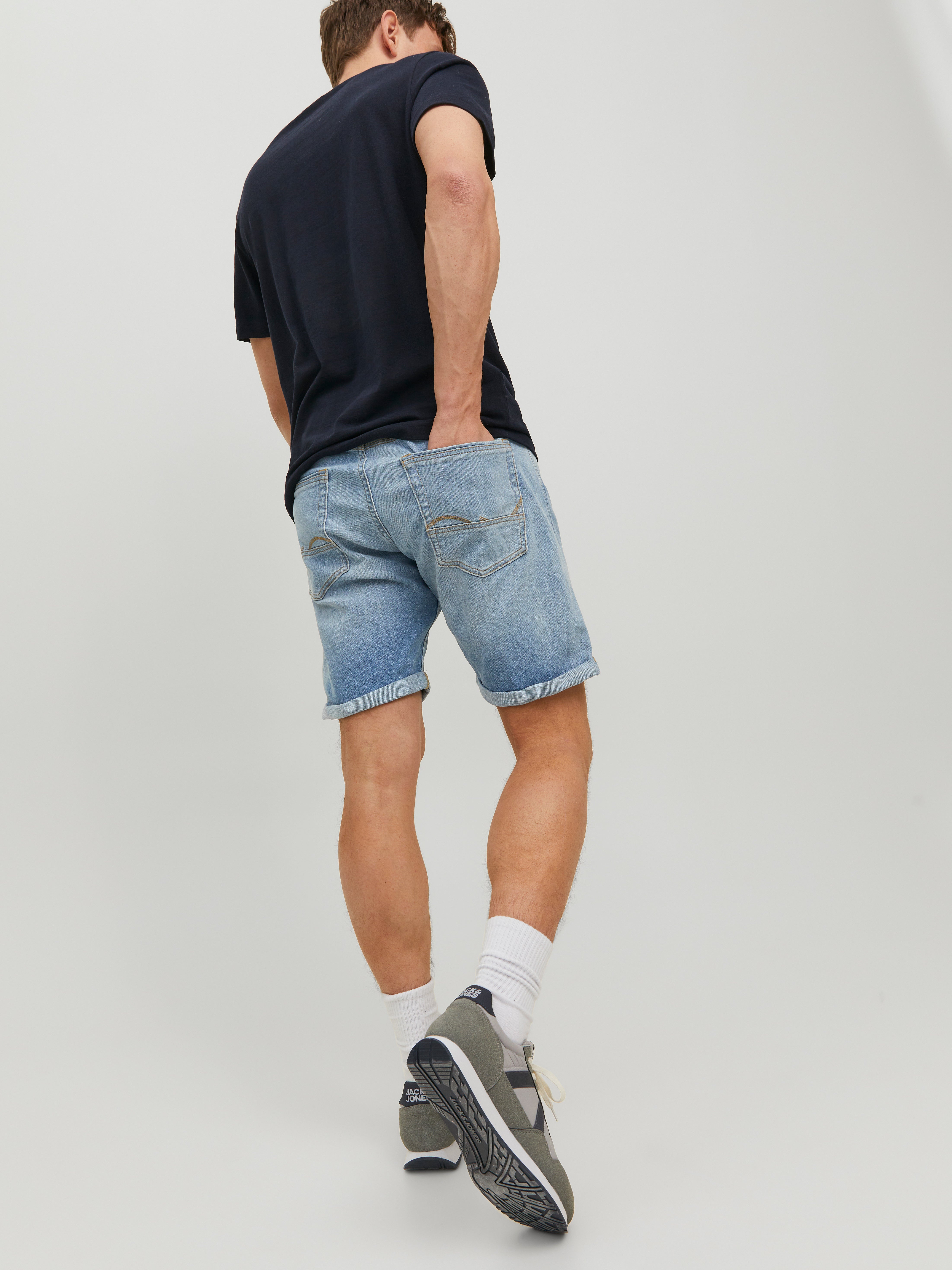 Jack & Jones Rick Original Fit Ripped Denim Shorts - Blue | littlewoods.com