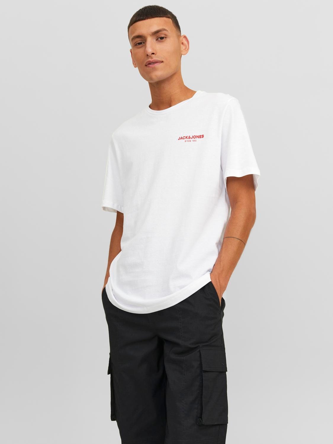 Jack & Jones Logo Kruhový výstřih Tričko -White - 12238844