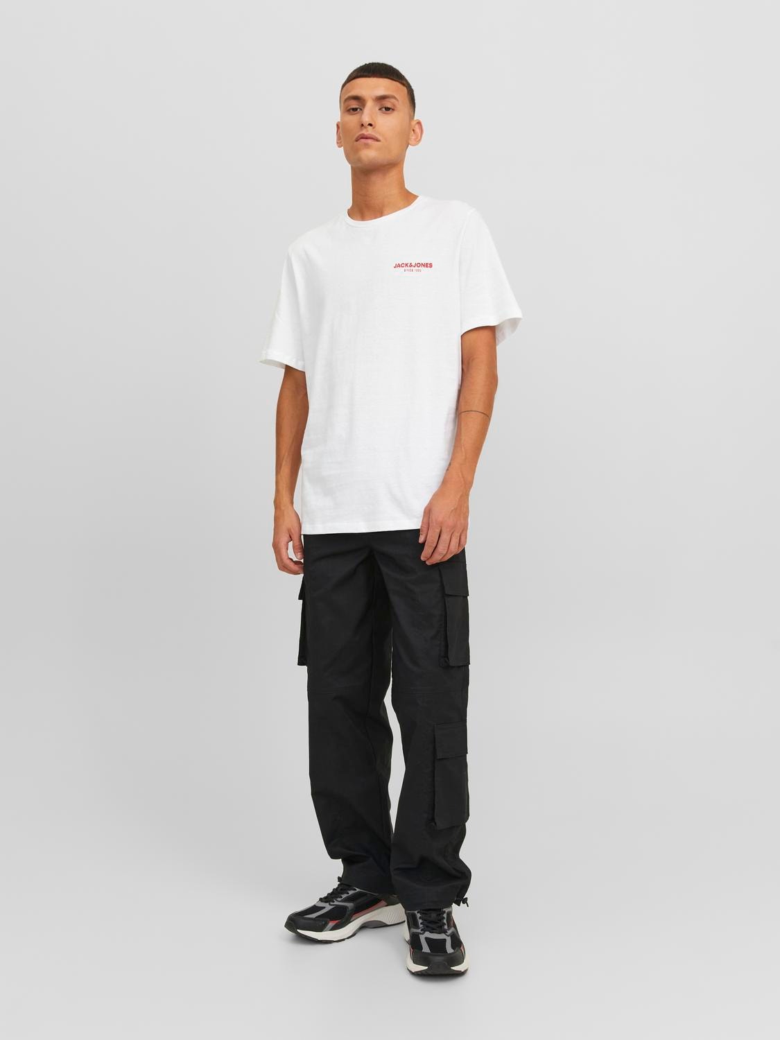 Jack & Jones Logo Kruhový výstřih Tričko -White - 12238844