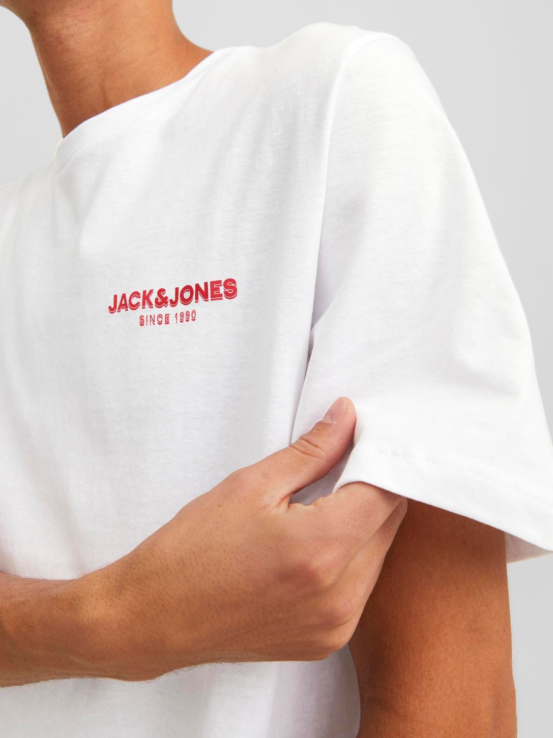 Jack & Jones Logo Kruhový výstřih Tričko -White - 12238844