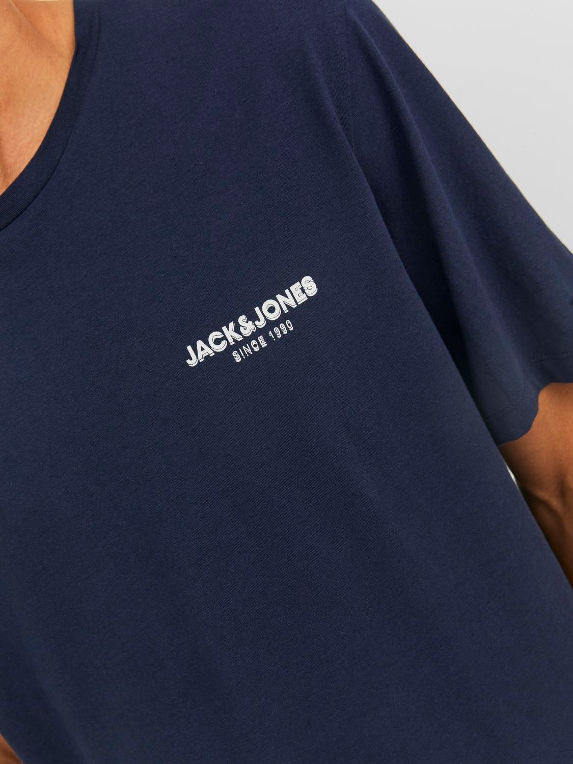 Jack & Jones Logo O-hals T-skjorte -Navy Blazer - 12238844