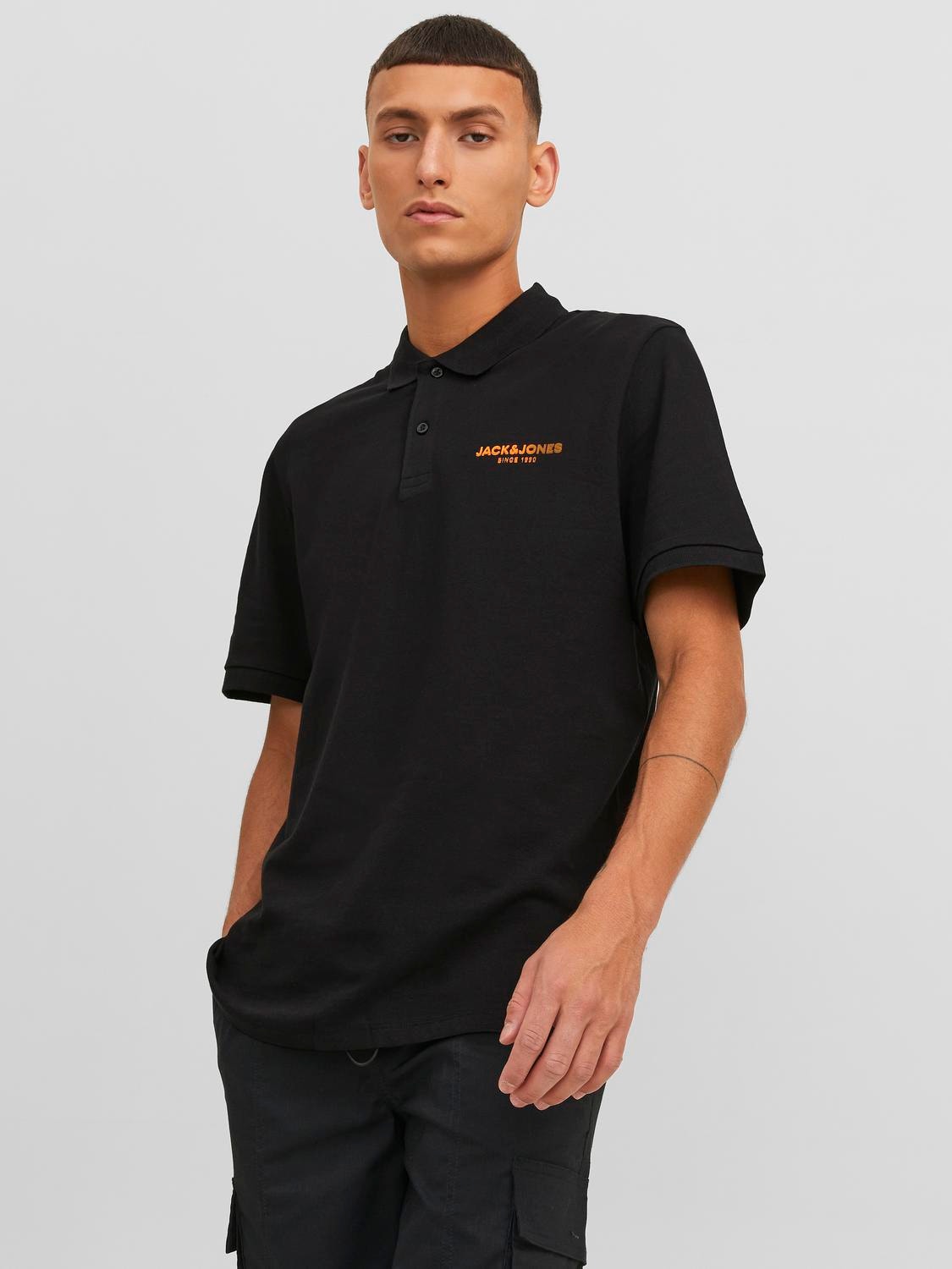 Jack & Jones Logotyp Skjortkrage T-shirt -Black - 12238848