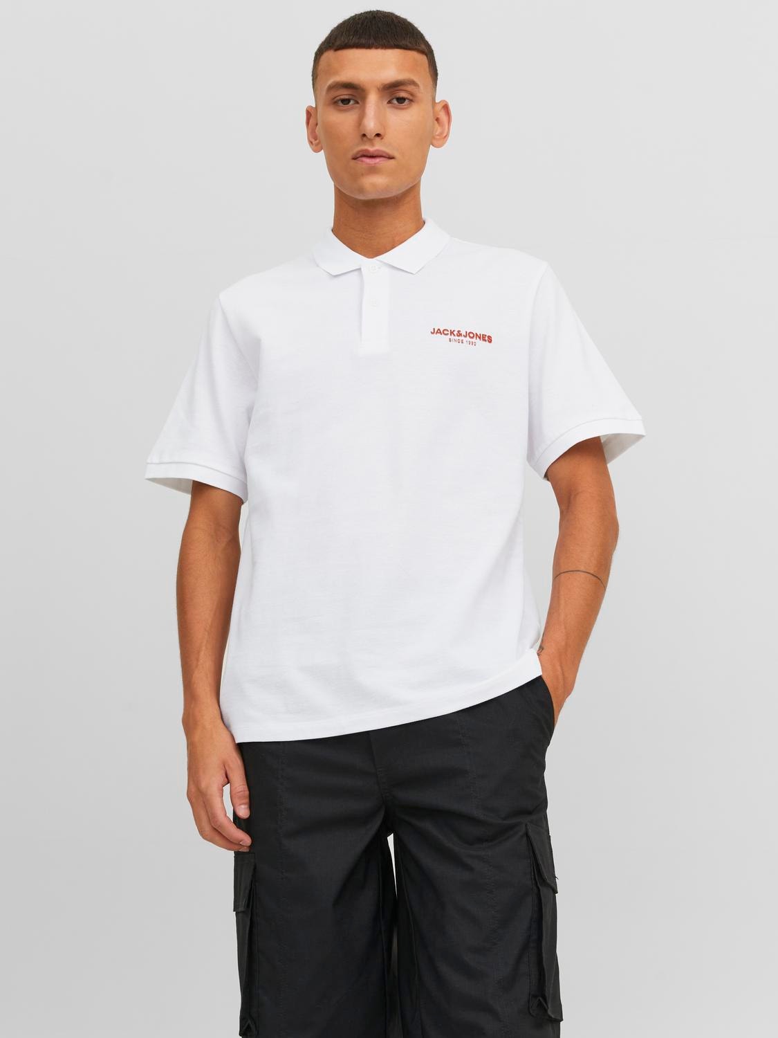 Jack & Jones T-shirt Logo Col chemise -White - 12238848