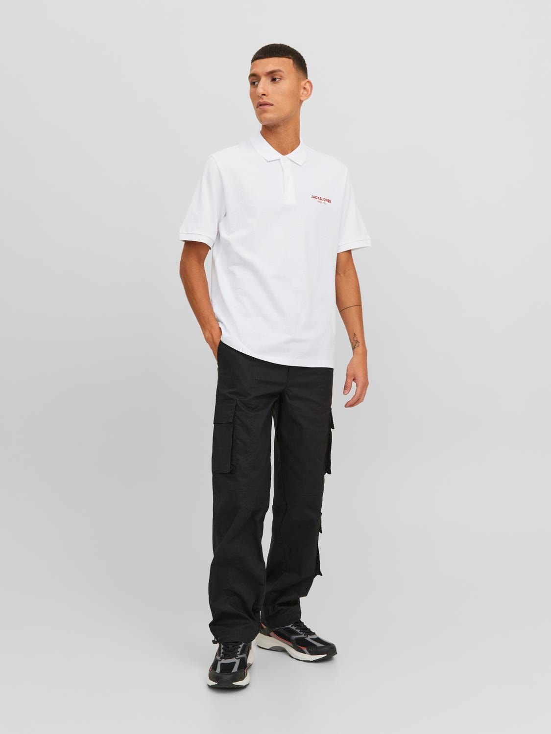 Jack & Jones Logo Klasický límec Tričko -White - 12238848