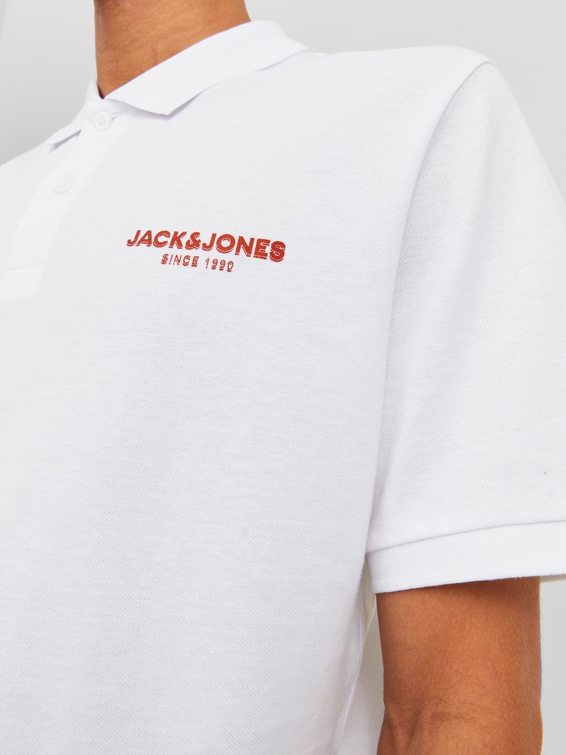 Jack & Jones Logo Overhemd kraag T-shirt -White - 12238848