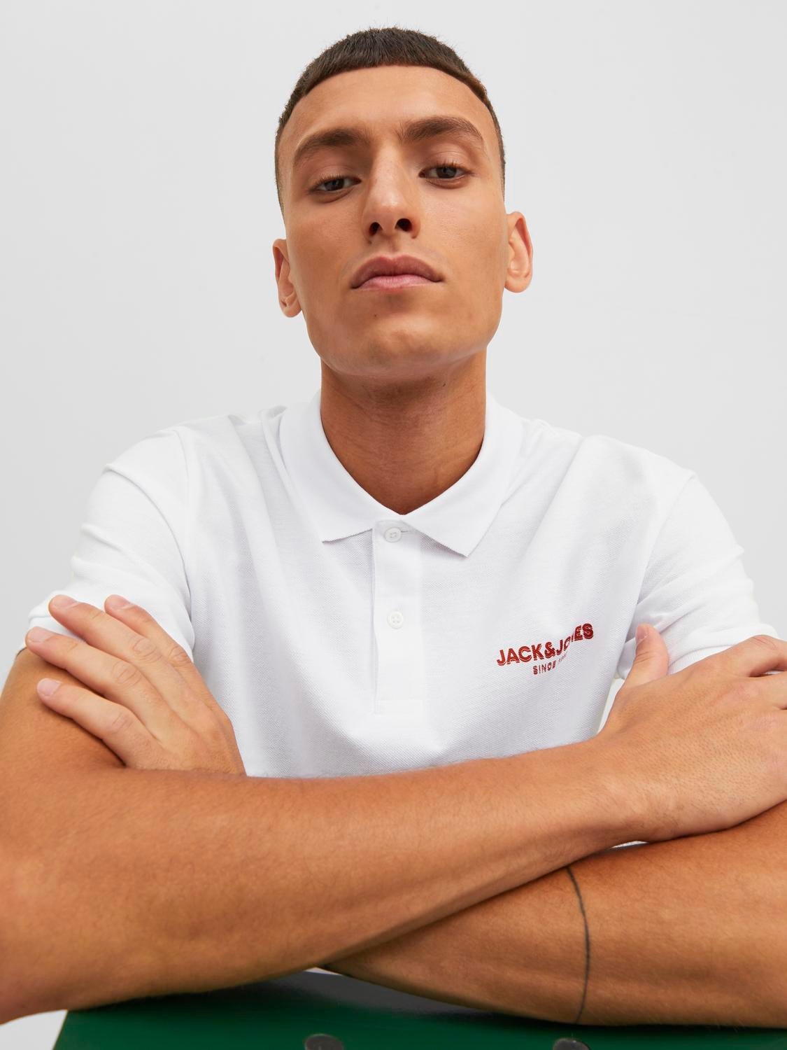 Jack & Jones Logo Klasický límec Tričko -White - 12238848