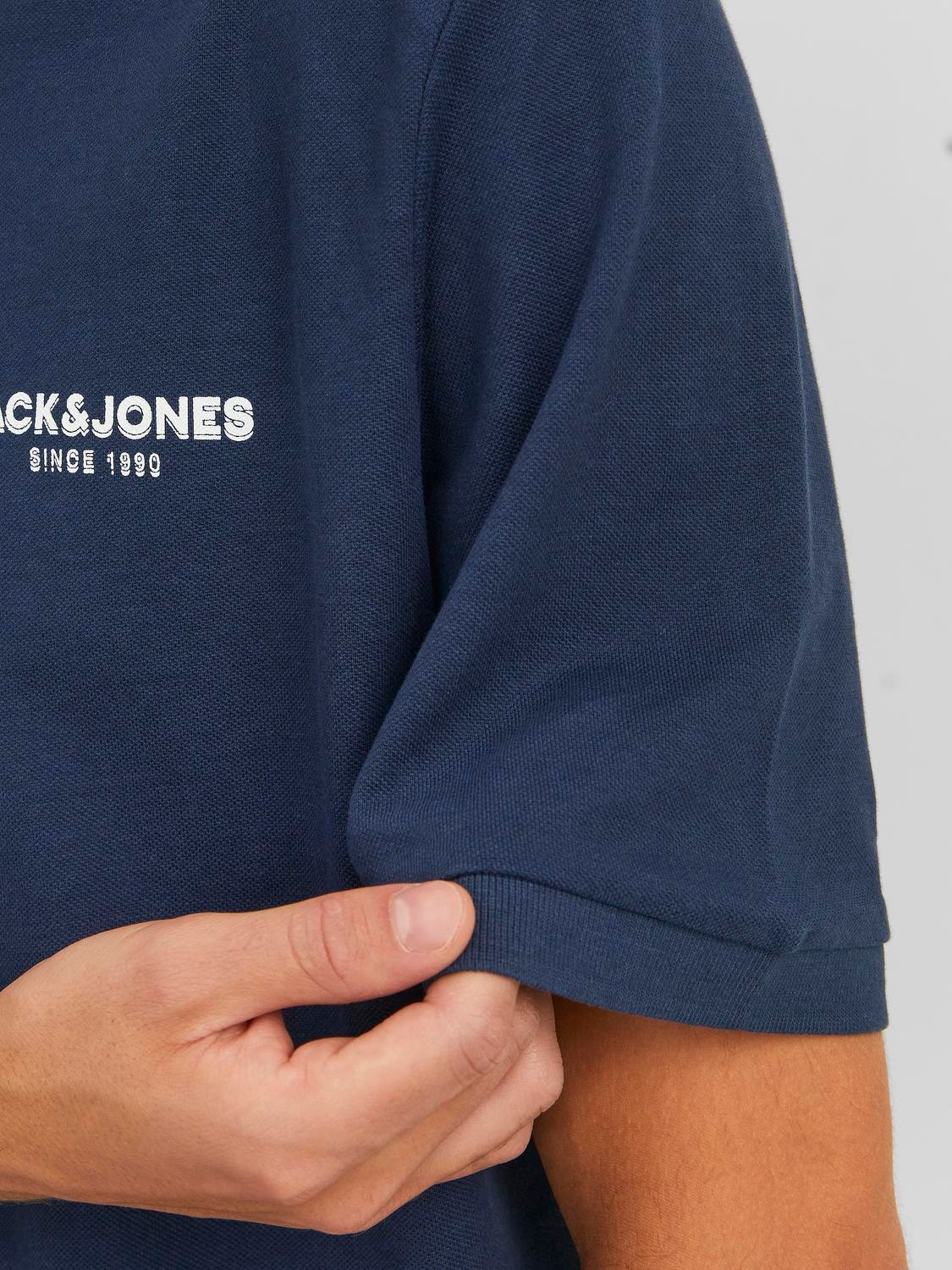 Jack & Jones Logotyp Skjortkrage T-shirt -Navy Blazer - 12238848